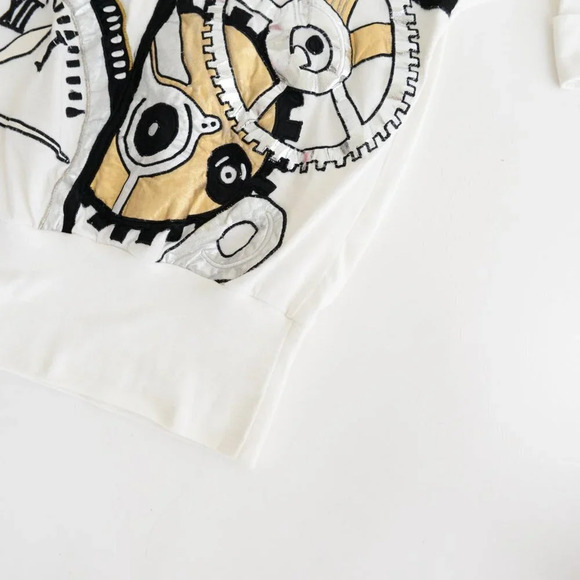 Vintage Bonnie Boerer & Company Cream Clock Face 3/4 Sleeve Shirt S - Picture 7 of 14